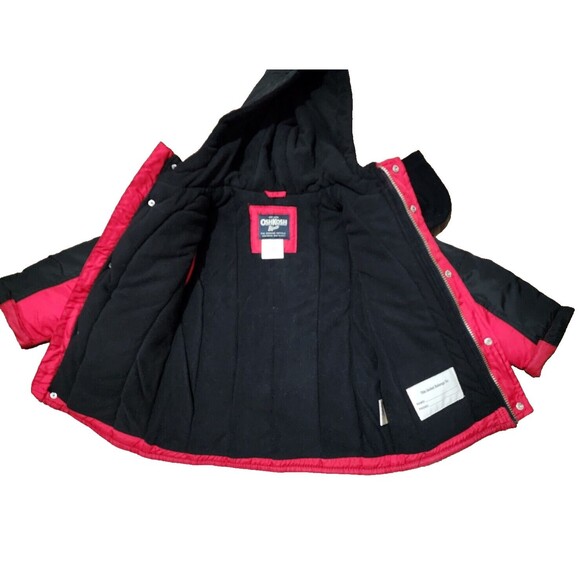 OSHKOSH B'gosh Red/Black Winter Coat Zip & Snap With Functional‎ Pockets Size 4T - Picture 3 of 7